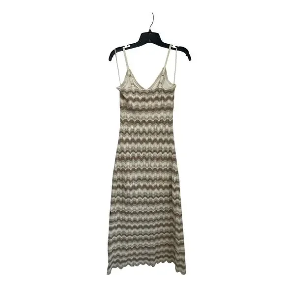 Hollister Crochet Knit Neutral Chevron Boho Festival Midi Dress Size XS - Picture 3 of 11